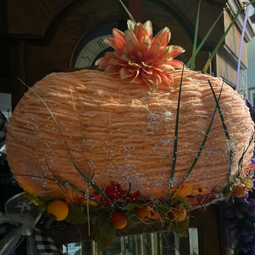 Handmade festive pumpkin wreath